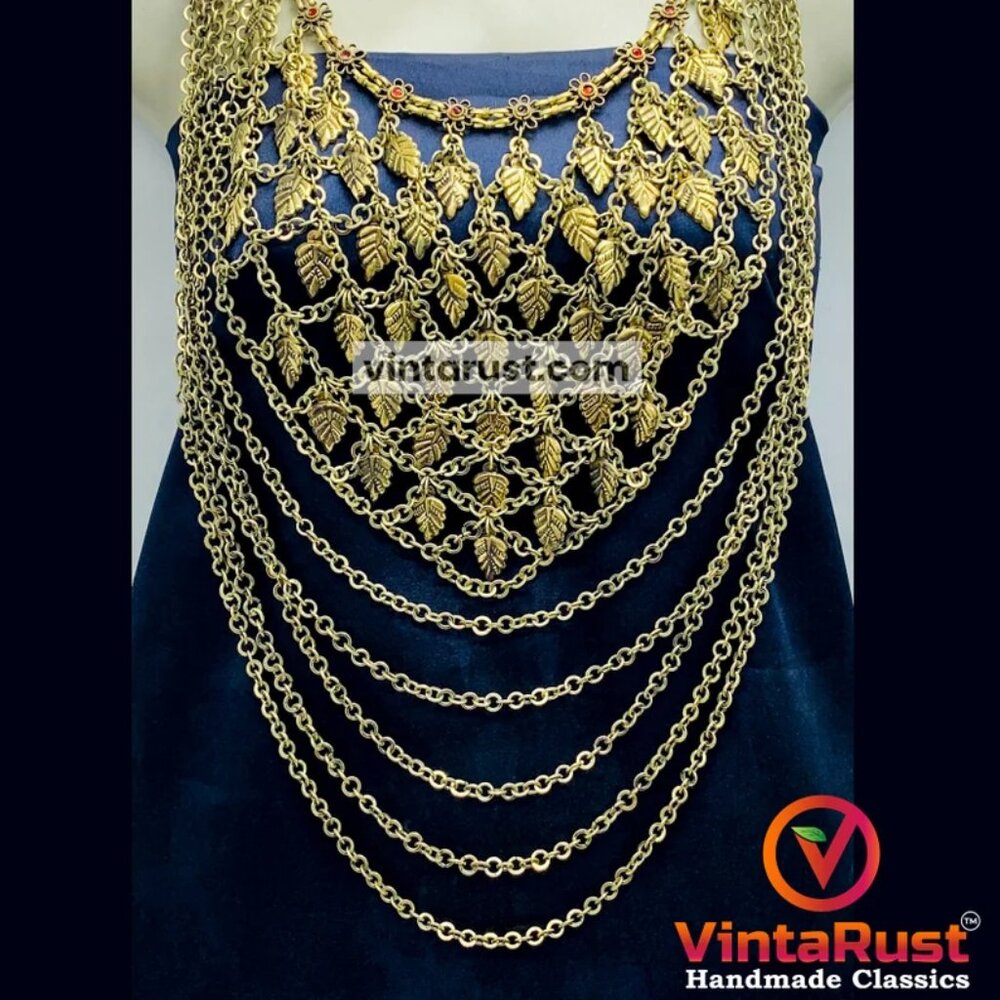 Vintage Kuchi Bib Necklace, Gypsy Multi Strand, Oversized Silver Boho Jewelry